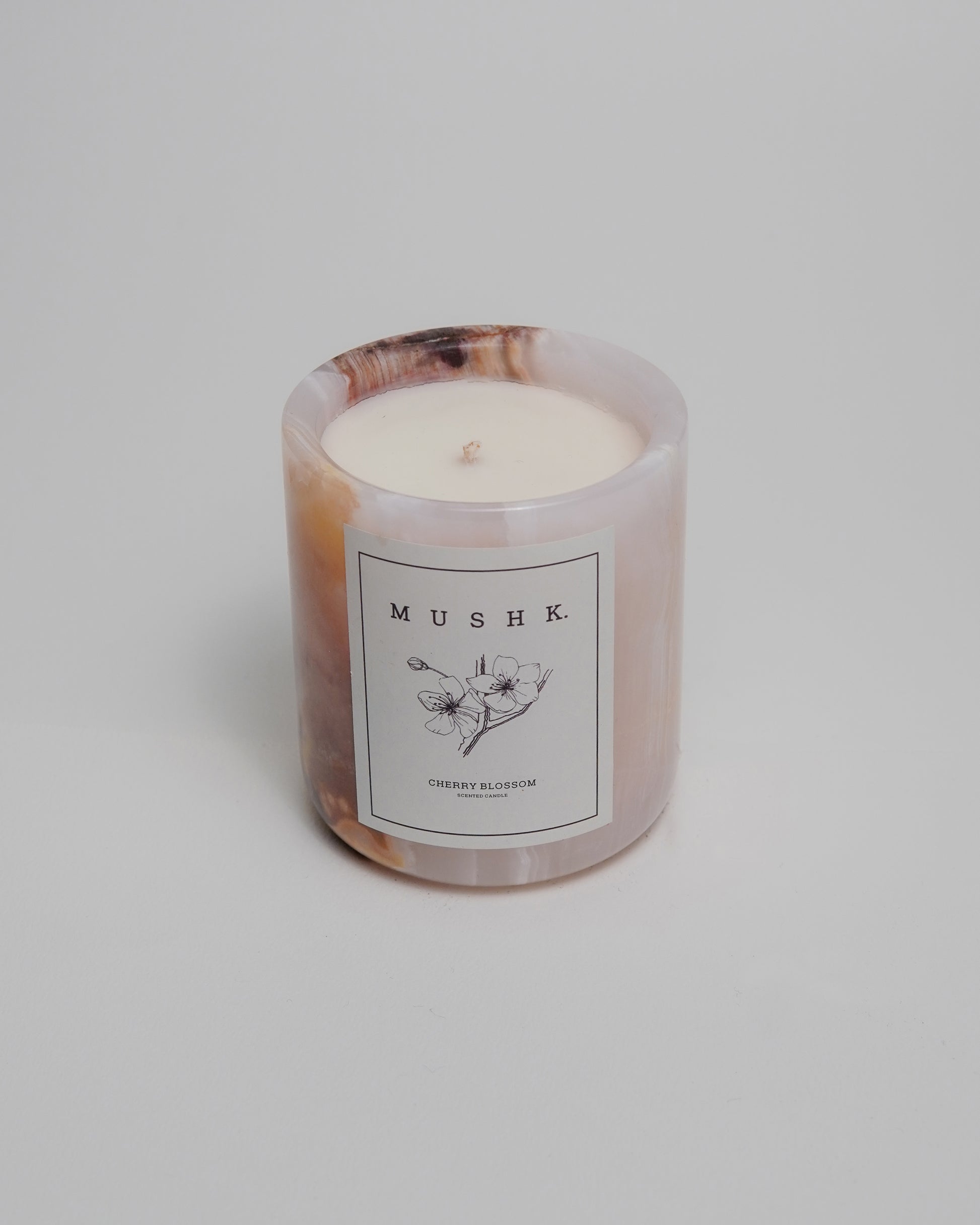 Cherry Blossom scented soy wax handmade marble candle