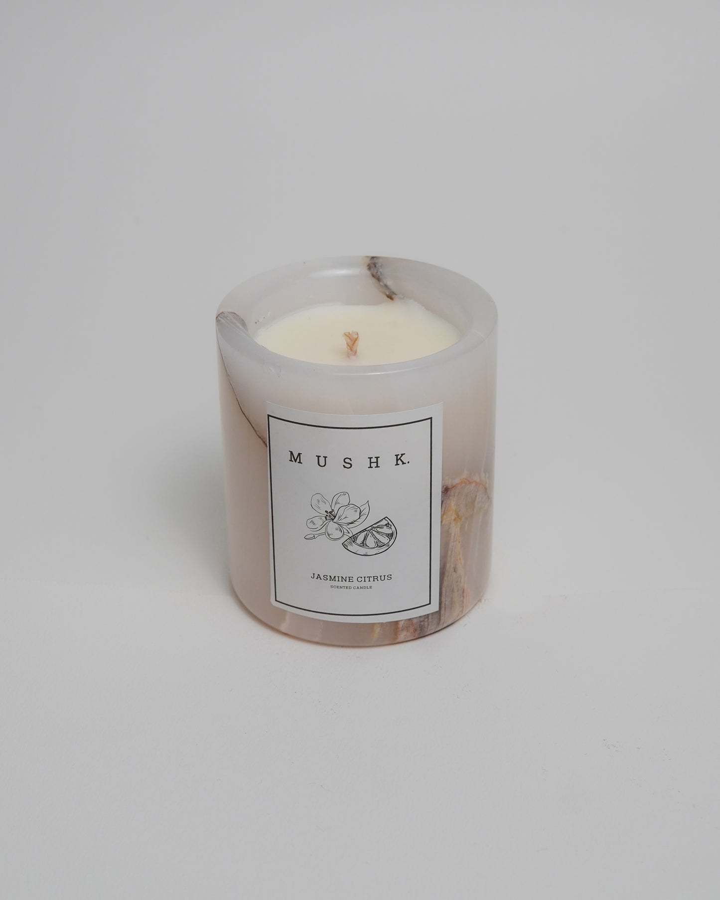 Handmade scented soy wax Jasmine Citrus marble candle